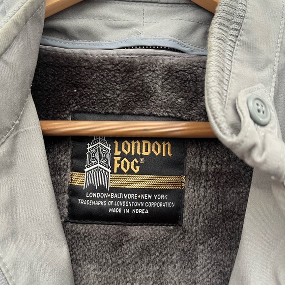 London Fog Gray Bomber Jacket with Faux Fur Lining Size 38 Men’s Vintage - Picture 4 of 12